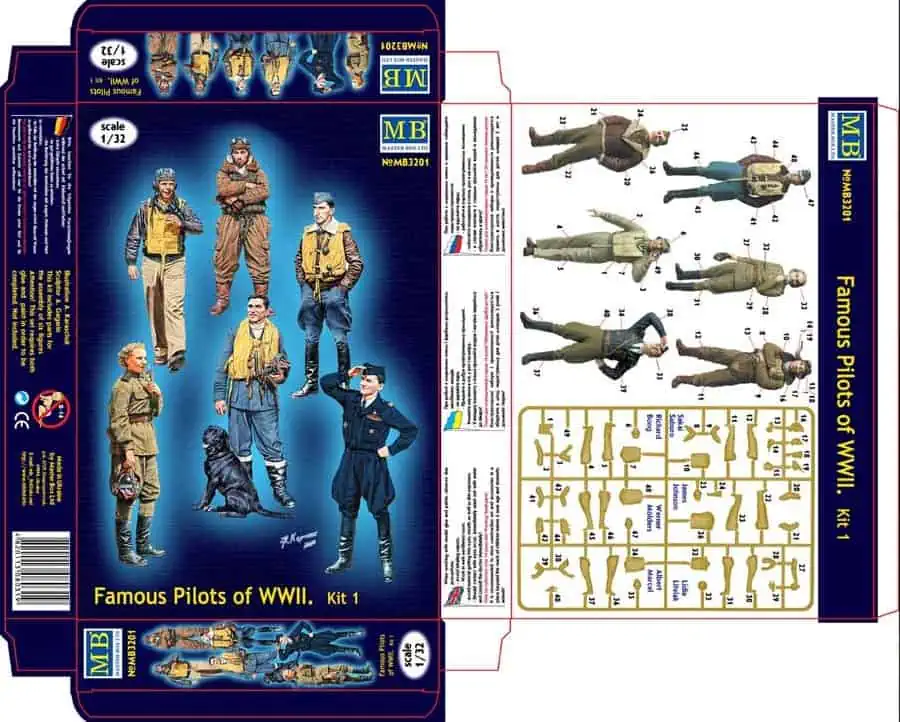 โมเดลฟิกเกอร์ Master Box 1/32 MB3201 Series Famous pilots of WWII era, kit