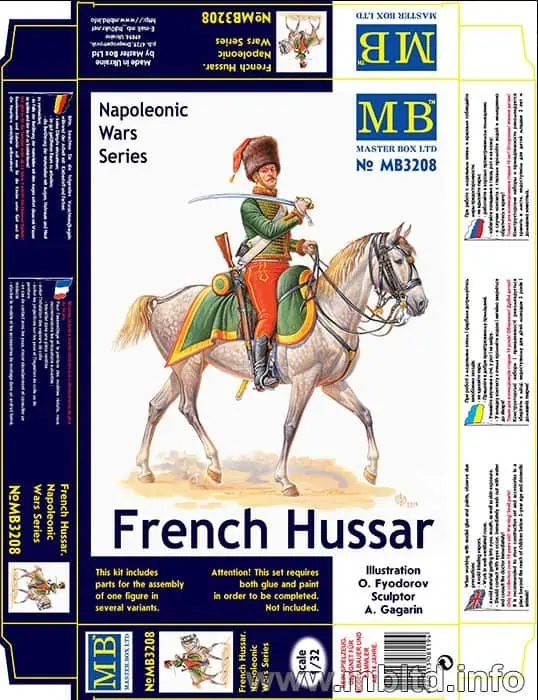 โมเดลฟิกเกอร์ Master Box 1/32 MB3208 French Hussar, Napoleonic Wars Series