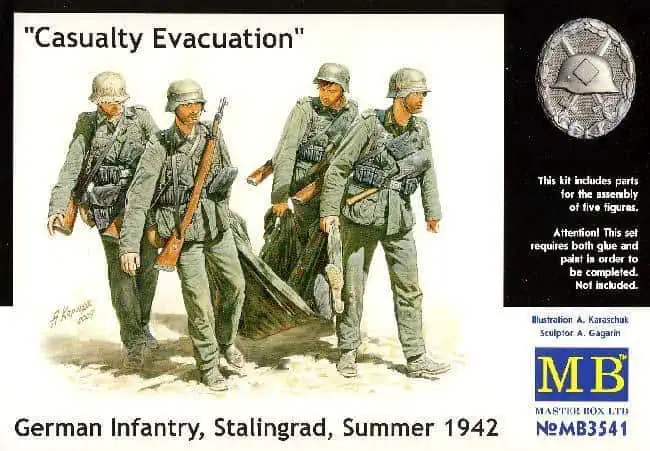 โมเดลฟิกเกอร์ Master Box 1/35 MB3541 Casualty Evacuation, German Infantry, Stalingrad, Summer 1942