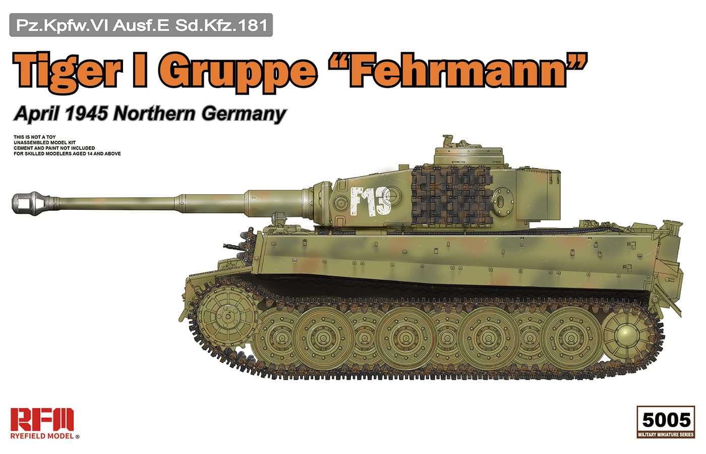 Rye Field Model (RFM) 1/35 Tiger I Gruppe "Fehrmann" April 1945 w/Workable Track Links (RFM5005) - RFM5005