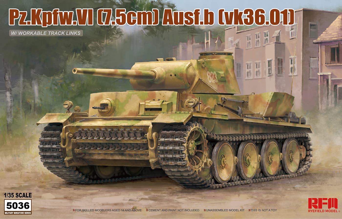 Rye Field Model 1/35 Pz.kpfw.VI Ausf.b (vk36.01) w/workable track links (RFM5036) - RFM5036