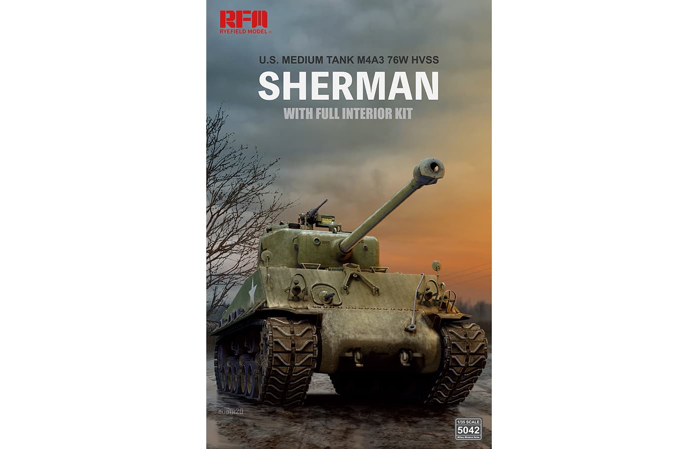Rye Field Model 1/35 M4A3 76W HVSS Sherman w/full interior (RFM5042) - RFM5042