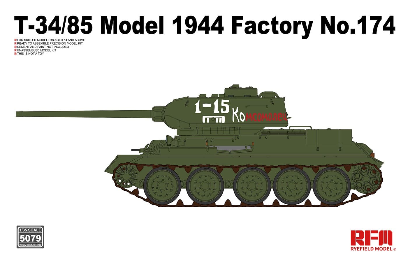 Rye Field Model 1/35 T-34/85 Model 1944 Factory No.174 (RFM5079) - RFM5079